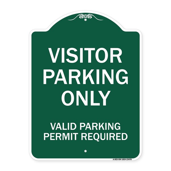Signmission Parking Area Visitors Parking Only Valid Parking Permit Required, Green & White, A-DES-GW-1824-23470 A-DES-GW-1824-23470 - main